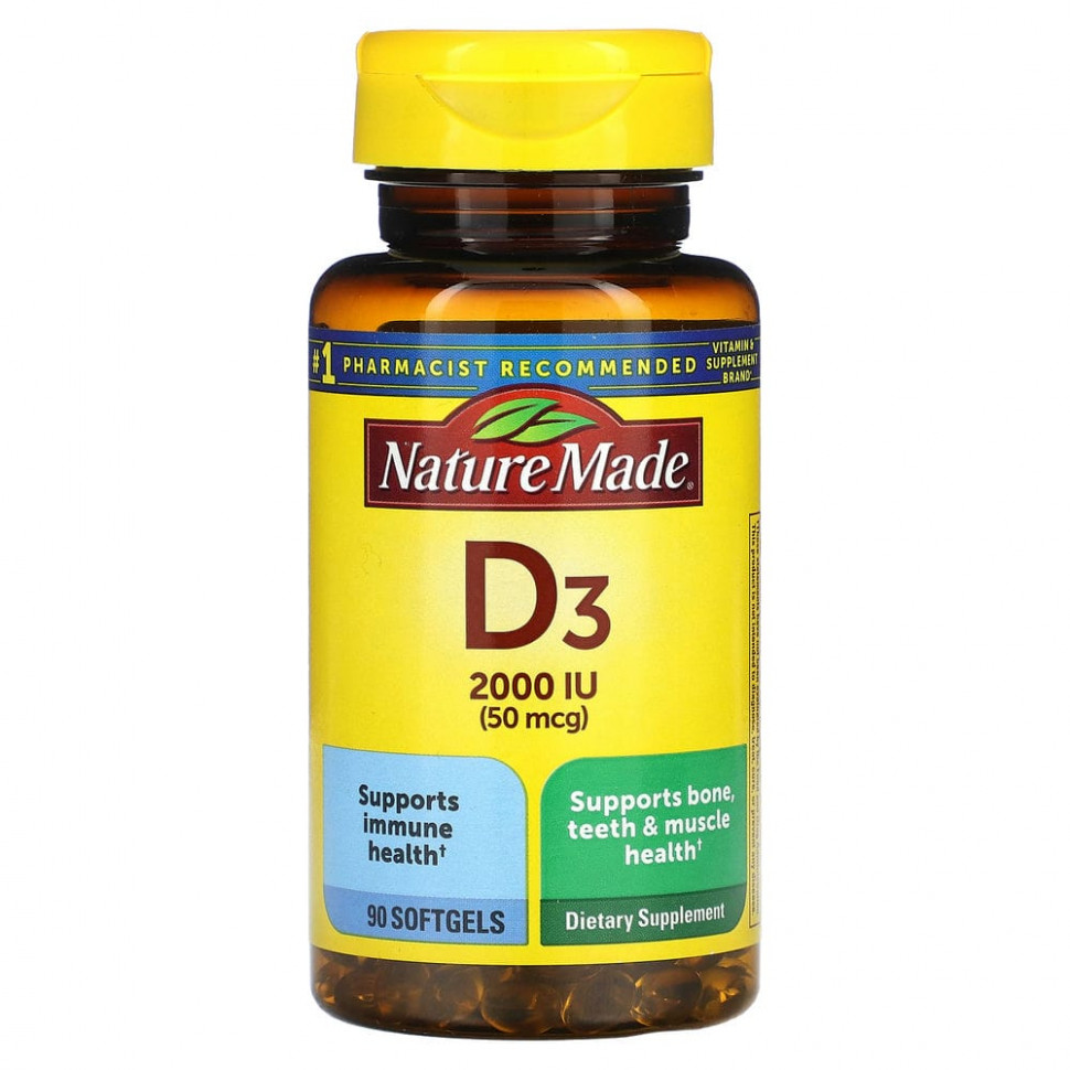 ���� ������ (Iherb) Nature Made, Vitamin D3, 50 mcg, 90 Softgels, ������ �� 2060 ���