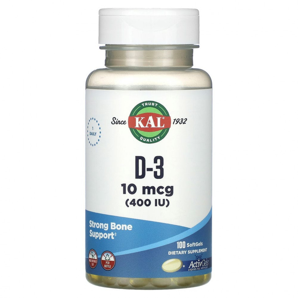 ���� ������ (Iherb) KAL, D-3, 10 ��� (400 ��), 100 ������ ��������, ������ �� 870 ���