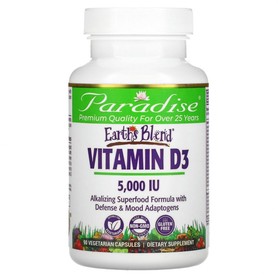 ���� ������ (Iherb) Paradise Herbs, Earths Blend, ������� D3, 5000 ��, 90 �������������� ������, ������ �� 2160 ���