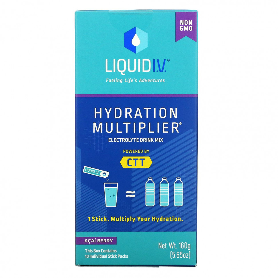 ���� ������ (Iherb) Liquid I.V., Hydration Multiplier, ����� ��� ������������� �������� � �������������, ����� ����, 10 ��������� �� 16 � (0,56 �����), ������ �� 4410 ���