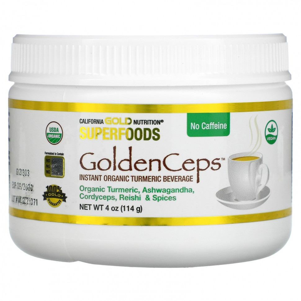���� ������ (Iherb) California Gold Nutrition, SUPERFOODS, GoldenCeps, ������������ ������� � ������������, 114 � (4 �����), ������ �� 2150 ���