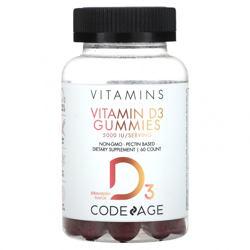 ���� ������ (Iherb) Codeage, ����������� ���������� � ��������� D3, ��������, 60 ����������� ��������, ������ �� 3550 ���