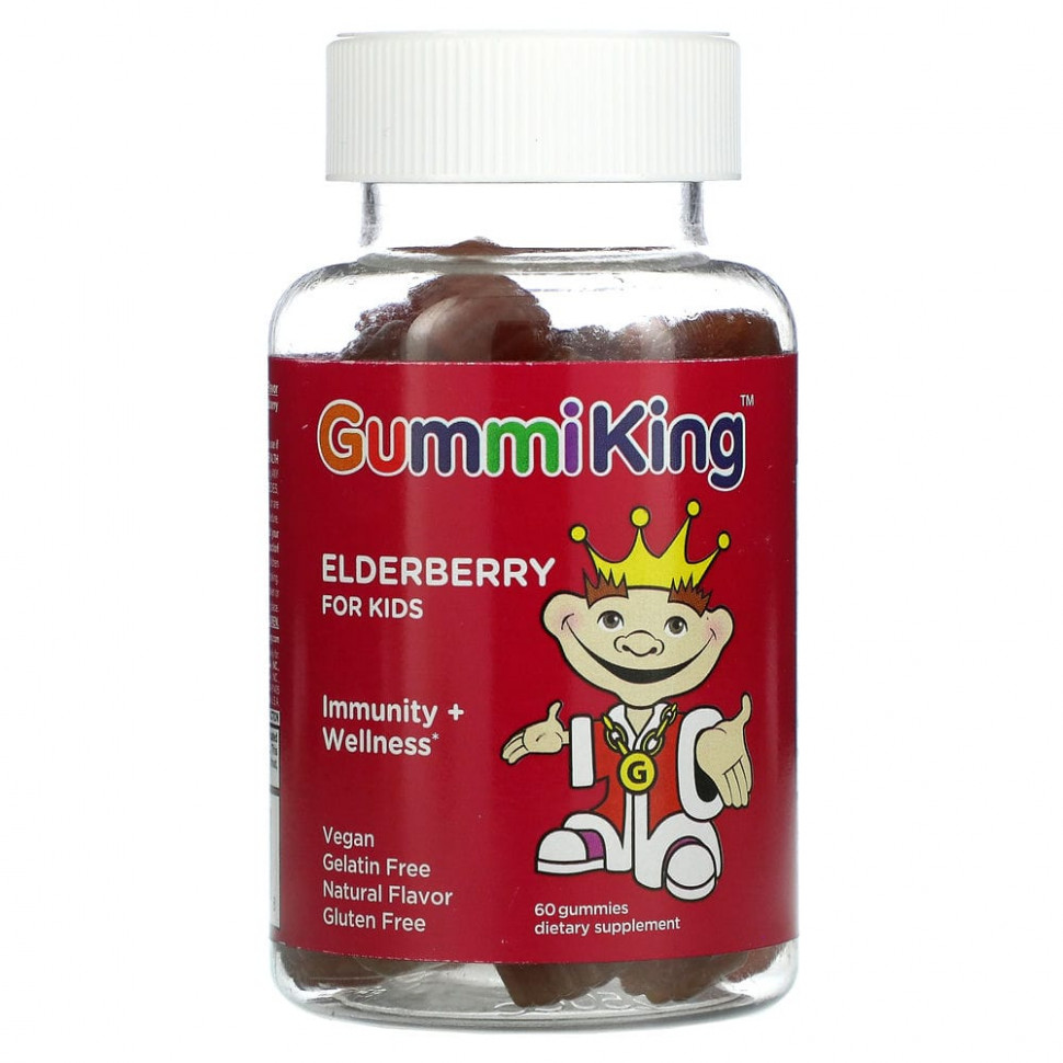 ���� ������ (Iherb) GummiKing, Elderberry For Kids, Immunity + Wellness, Raspberry Flavor, 60 Gummies, ������ �� 2250 ���