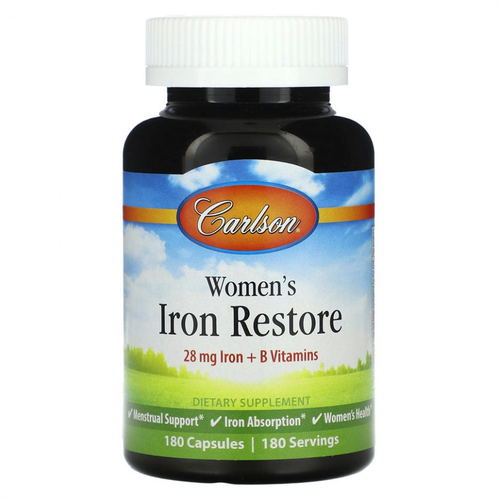 ���� ������ (Iherb) Carlson, Women's Iron Restore, 28 mg Iron + B Vitamins, 180 Capsules, ������ �� 4710 ���