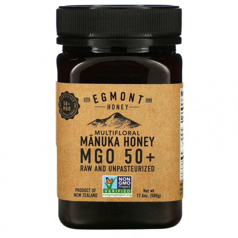 ���� ������ (Iherb) Egmont Honey, ������������ ��� ������, �������������� � �����������������, MGO 50+, 500 � (17,6 �����), ������ �� 4040 ���
