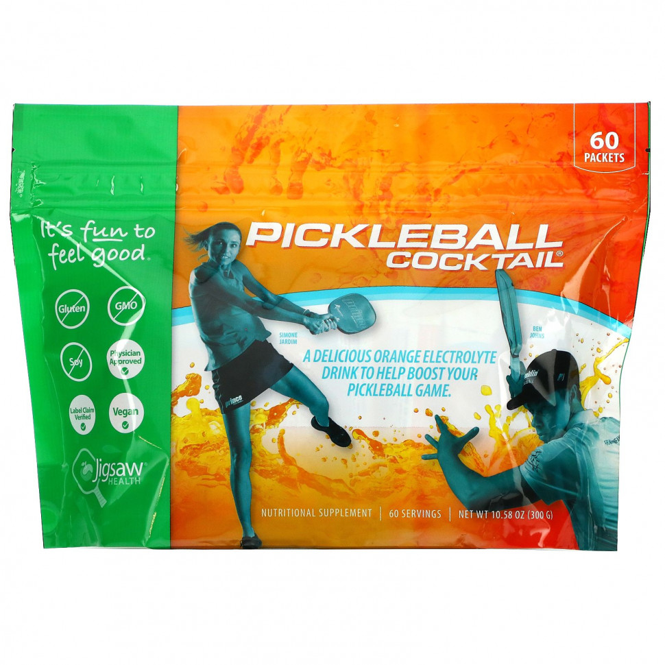 ���� ������ (Iherb) Jigsaw Health, Pickleball Cocktail, Electrolyte Drink, Orange, 60 Packets, 10.58 oz (300 g), ������ �� 8660 ���