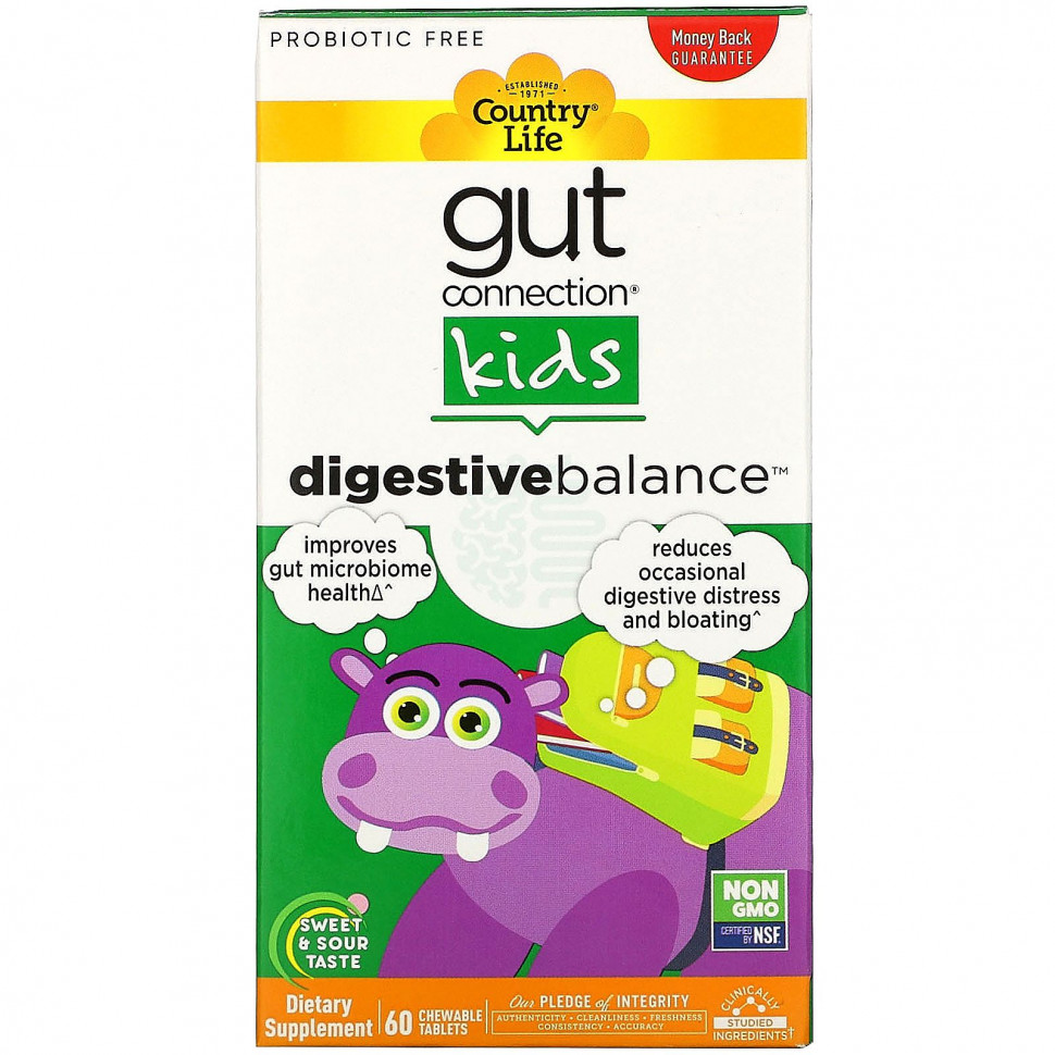 ���� ������ (Iherb) Country Life, Gut Connection Kids, ����������� ������, �����-������� ����, 60 ����������� ��������, ������ �� 3980 ���