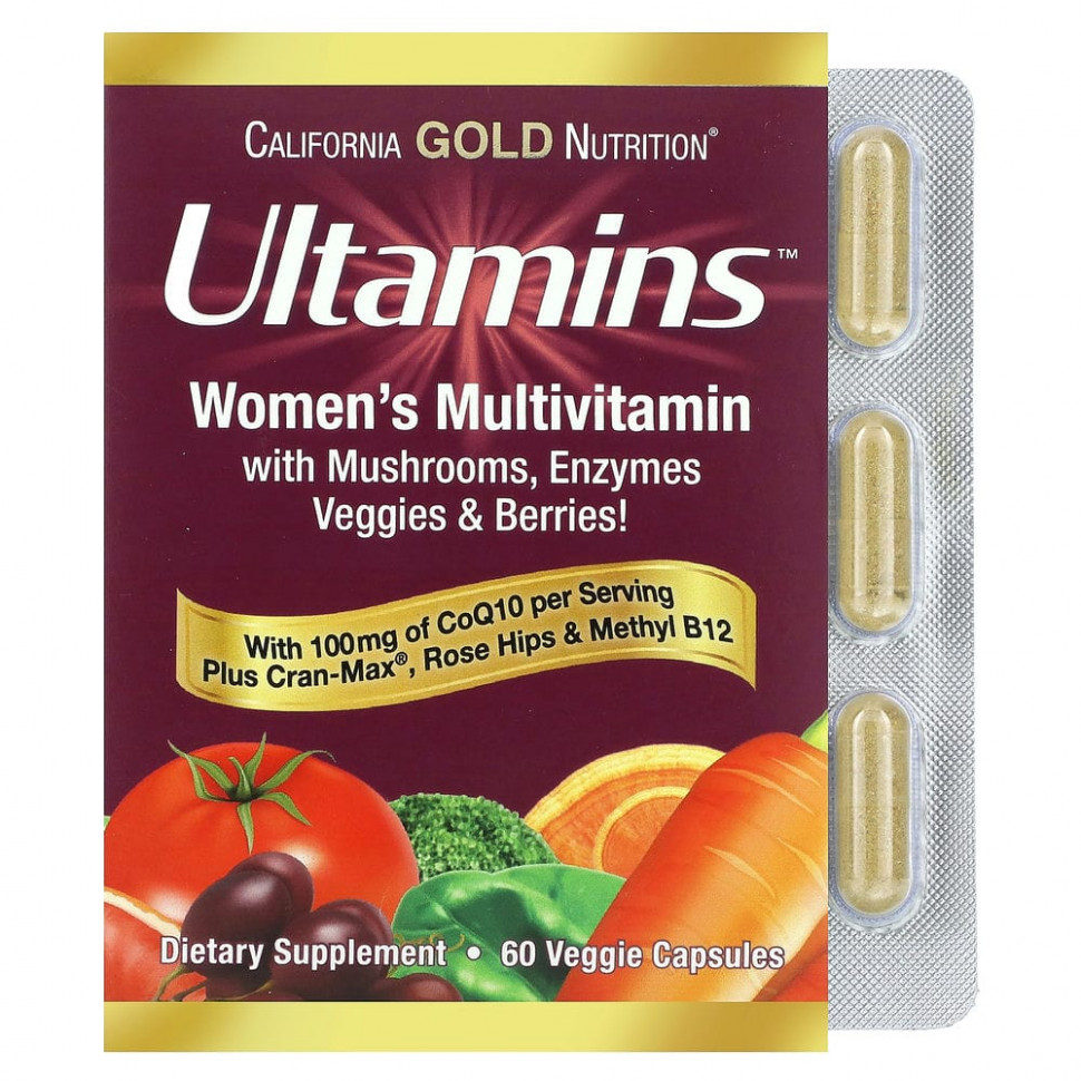 ���� ������ (Iherb) California Gold Nutrition, Ultamins, ���������������� �������� ��� ������ � ��������� Q10, �������, ����������, ������� � �������, 60 ������������ ������, ������ �� 3460 ���