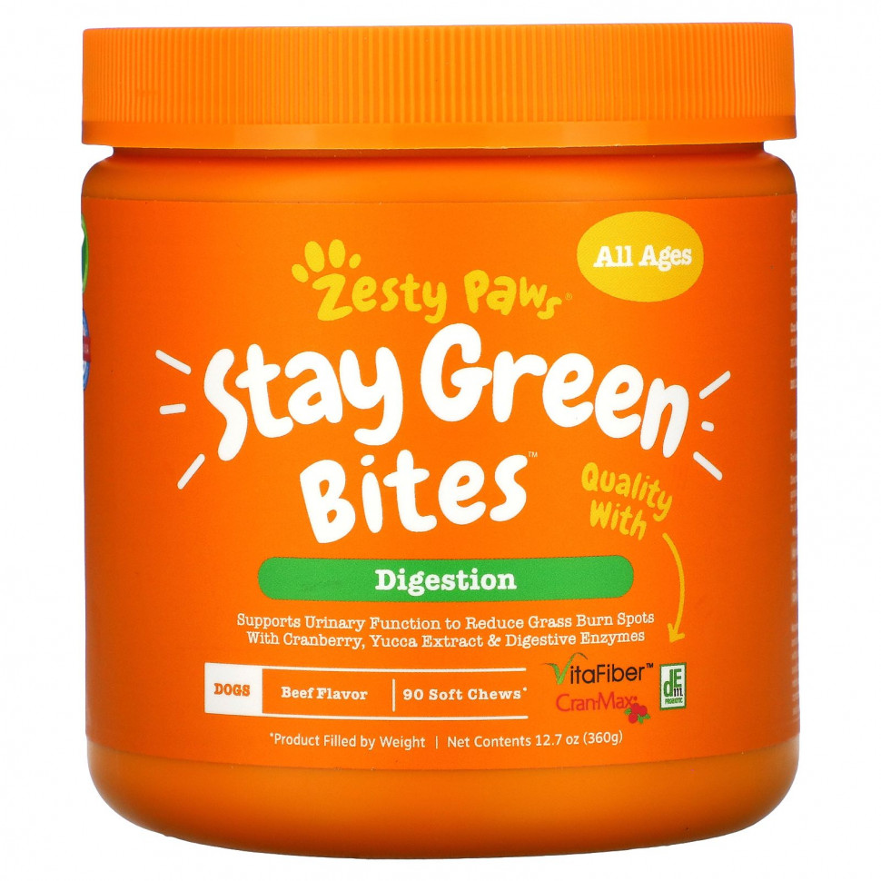 ���� ������ (Iherb) Zesty Paws, Stay Green Bites For Dogs, ��� �����������, ��� ���� ���������, �� ������ ��������, 90 ����������� ��������, ������ �� 6160 ���