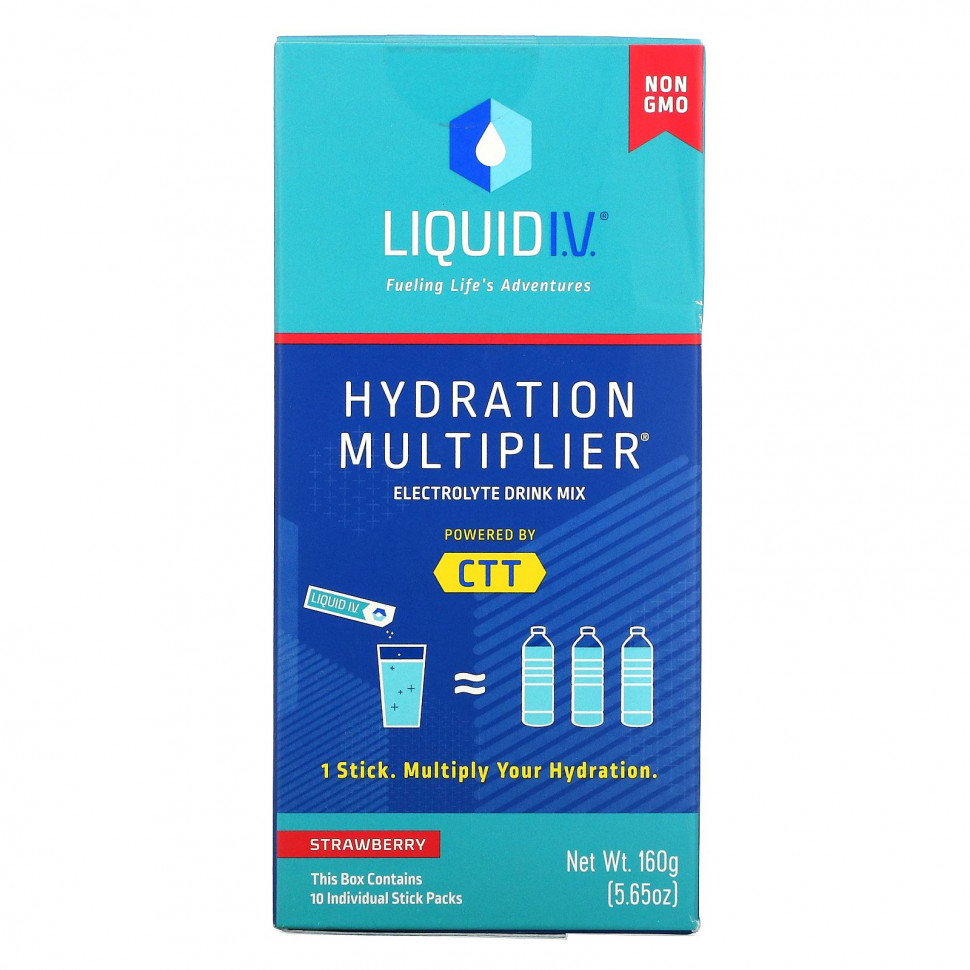 ���� ������ (Iherb) Liquid I.V., Hydration Multiplier, ����� ��� ������������� ������� � ������������, ��������, 10 ��������� ��������� �� 16 � (0,56 �����), ������ �� 4420 ���