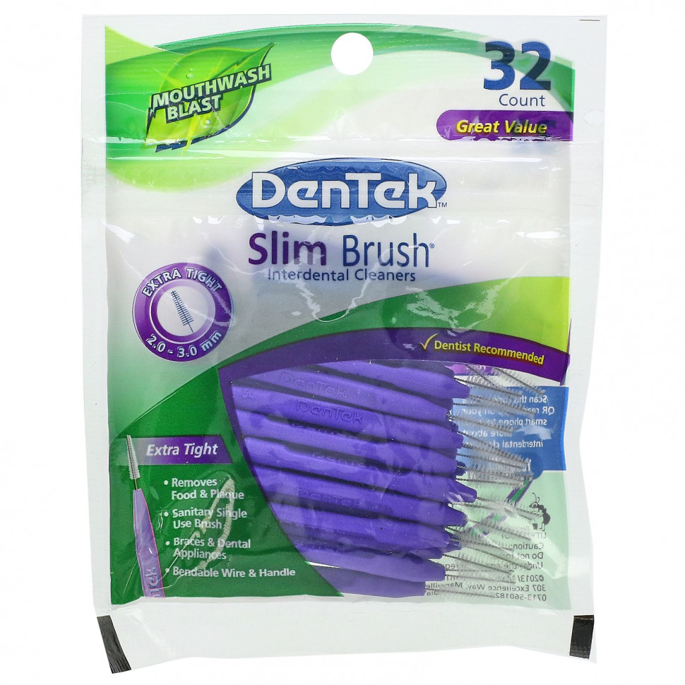 ���� ������ (Iherb) DenTek, �������� ��� ������ ��������� ����������� Slim Brush, ����� ������� �������� ��� ���������� ���, 32 �����, ������ �� 1020 ���