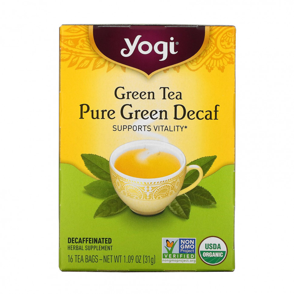 ���� ������ (Iherb) Yogi Tea, ������� ��� Pure Green Decaf, 16 ������ ���������, 1.09 ����� (31 �), ������ �� 920 ���