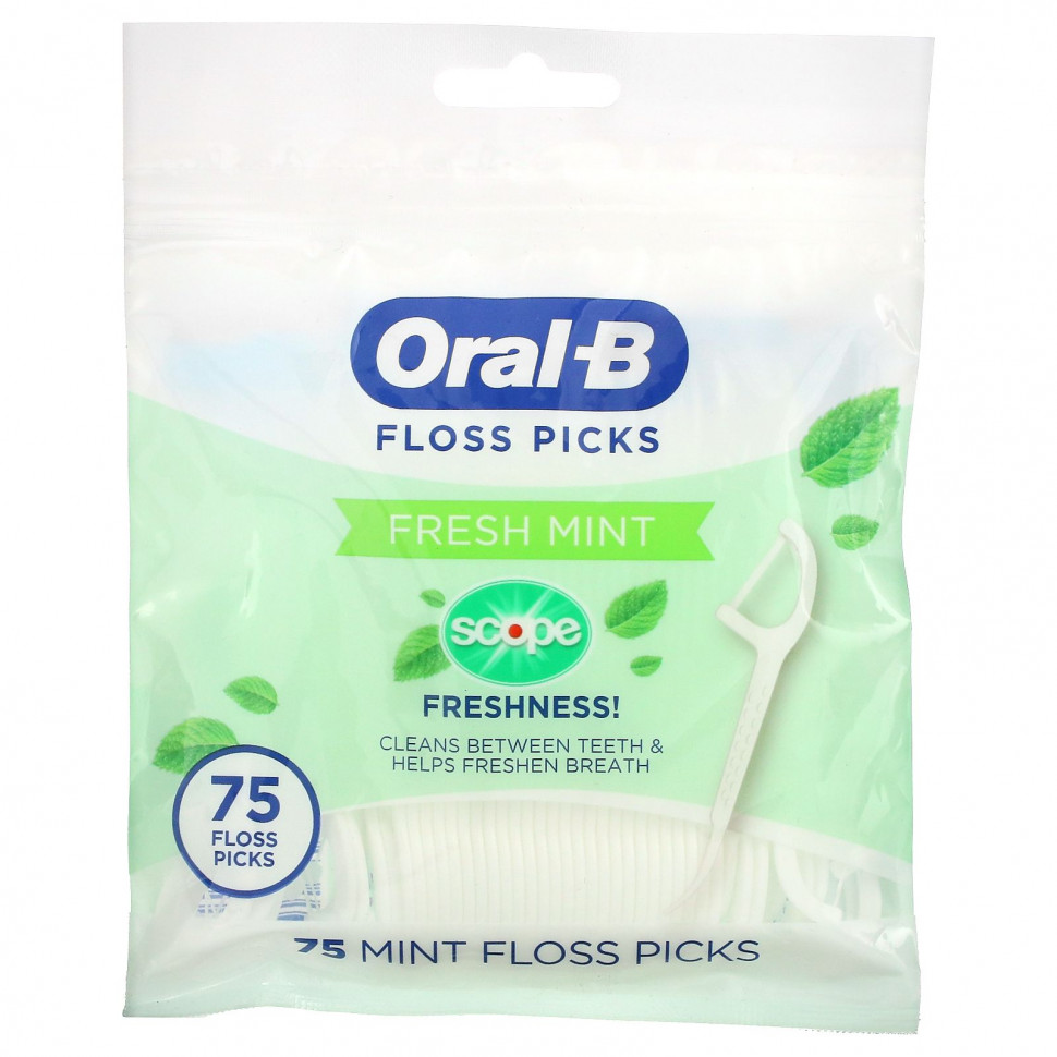 ���� ������ (Iherb) Oral-B, Scope Floss Picks, ������ ����, 75 ����������, ������ �� 610 ���