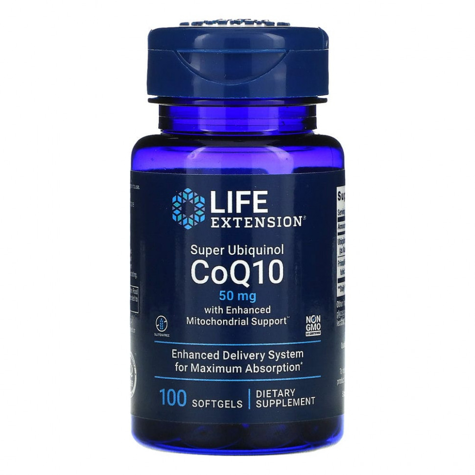 ���� ������ (Iherb) Life Extension, Super Ubiquinol CoQ10 � ���������� ���������� �����������, 50 ��, 100 ������� ������, ������ �� 6100 ���