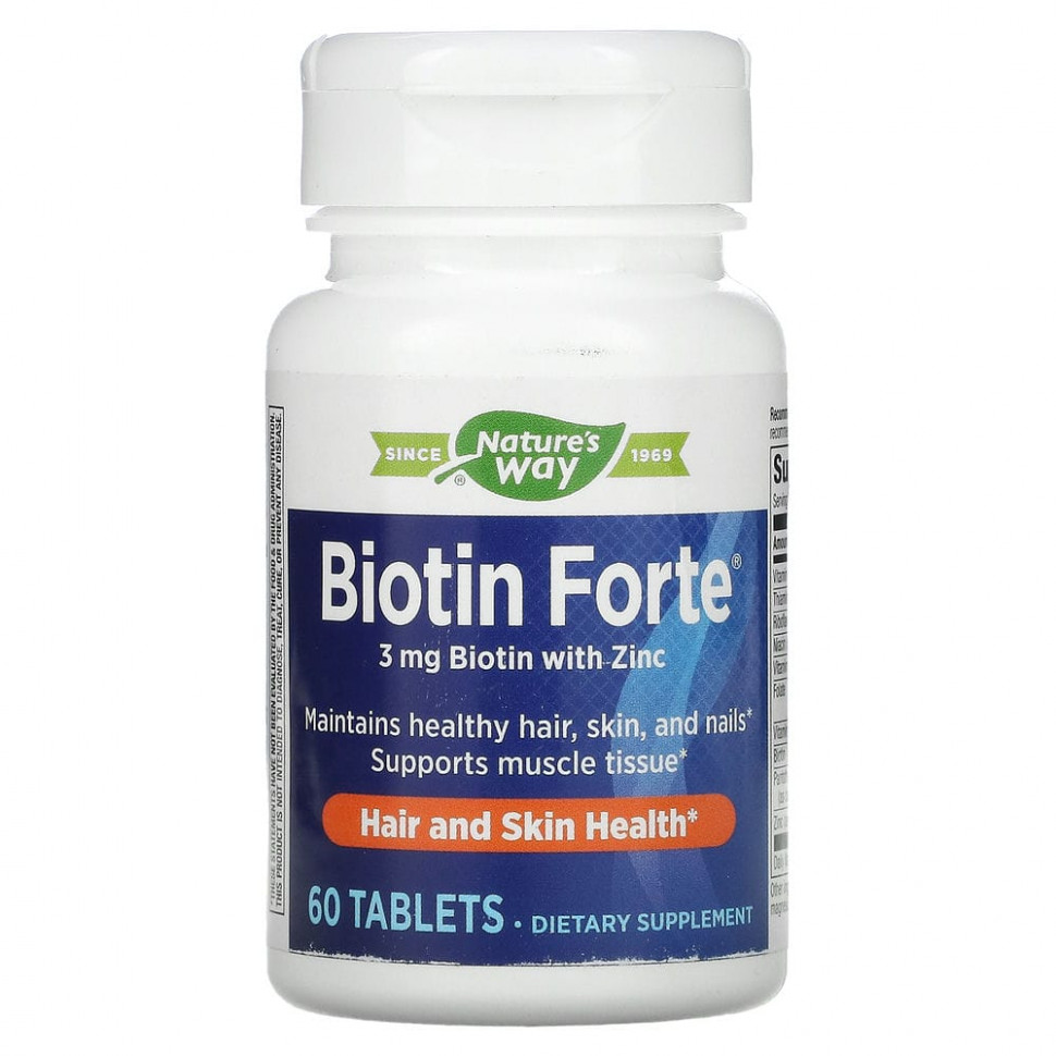 ���� ������ (Iherb) Nature's Way, Biotin Forte, ������ � ������, 3 ��, 60 ��������, ������ �� 2360 ���