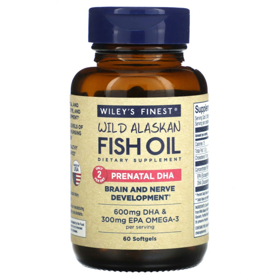 ���� ������ (Iherb) Wiley's Finest, ����������� ����� ���, ������������ ���, 600 ��, 60 ������ ������ ������, ������ �� 4980 ���