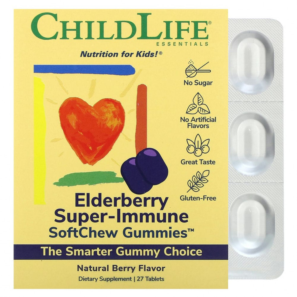 ���� ������ (Iherb) ChildLife, Elderberry Super-Immune SoftMelts, ����������� ������� ����, 27 ��������, ������ �� 3250 ���