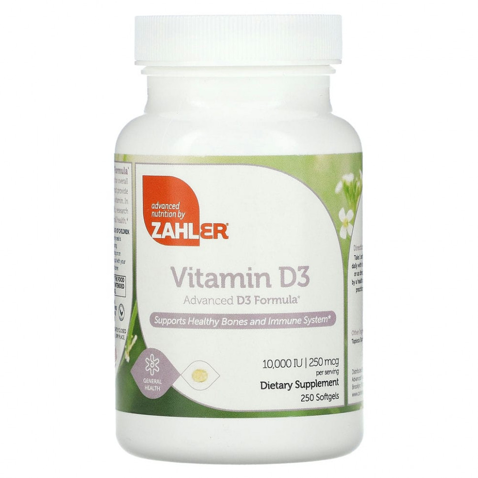 ���� ������ (Iherb) Zahler, ������� D3, ���������� ������� D3, 250 ��� (10 000 ��), 250 ������ ��������, ������ �� 6150 ���
