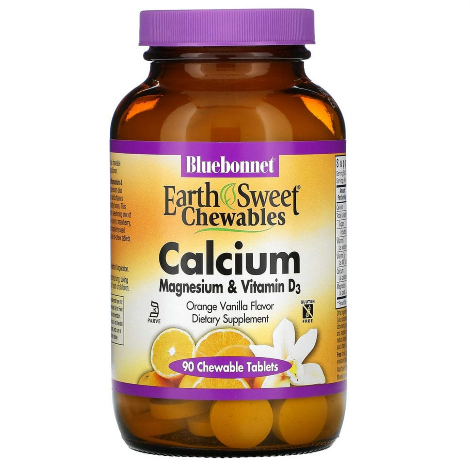 ���� ������ (Iherb) Bluebonnet Nutrition, EarthSweet, ����������� ��������, �������, ������ � ������� D3, �� ������ ��������� � ������, 90 ����������� ��������, ������ �� 3480 ���
