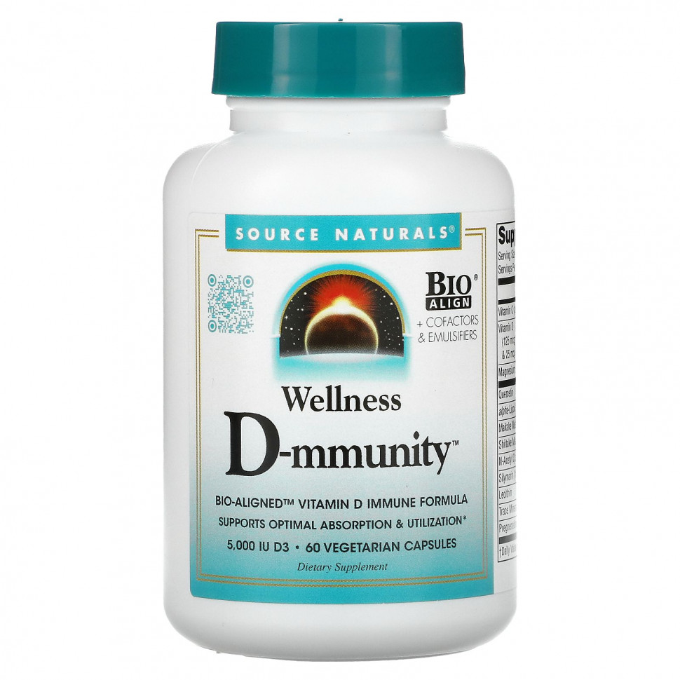 ���� ������ (Iherb) Source Naturals, Wellness D-mmunity, Bio-Aligned Vitamin D Immune Formula, 60 Vegetarian Capsules, ������ �� 2630 ���