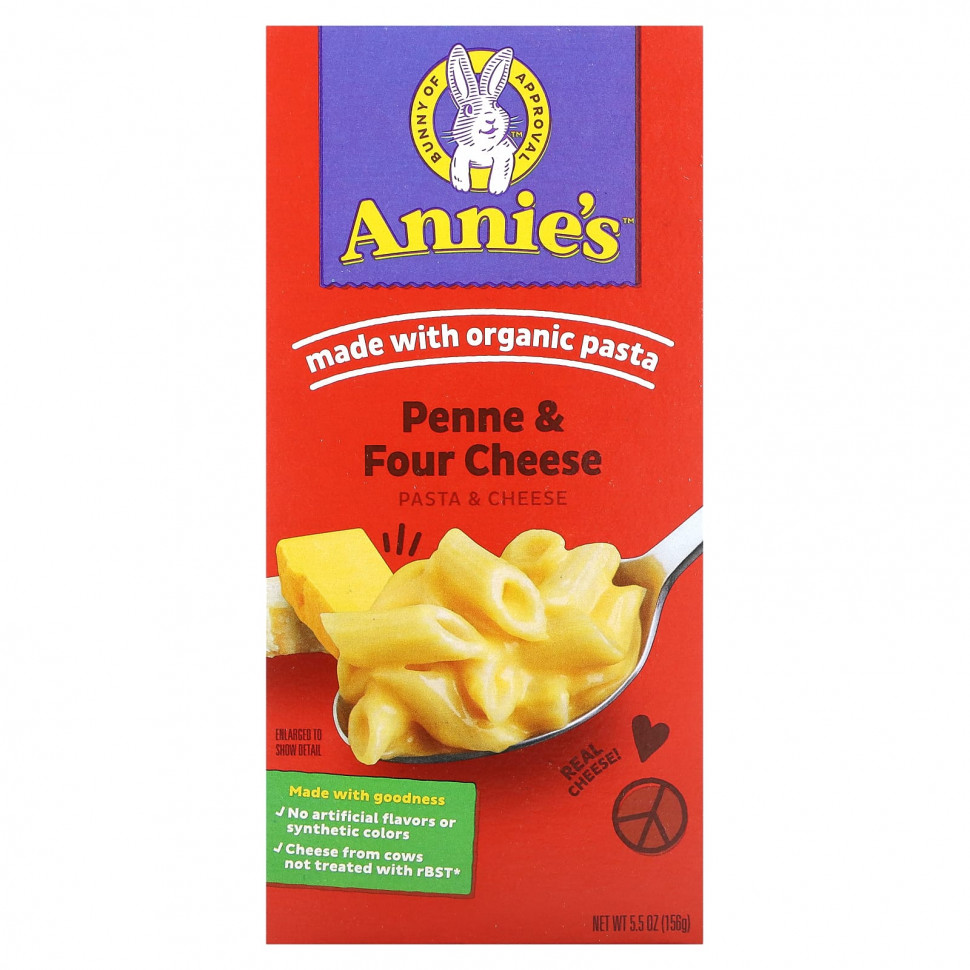 ���� ������ (Iherb) Annie's Homegrown, Pasta & Cheese, Penne & Four Cheese, 156 � (5,5 �����), ������ �� 940 ���