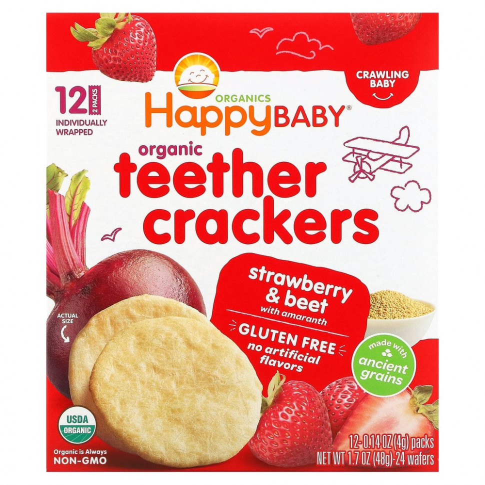 ���� ������ (Iherb) Happy Family Organics, ������������ ������� ��� ��������� �����, �������� � ������ � ���������, 12 �������� �� 4 � (0,14 �����), ������ �� 1540 ���