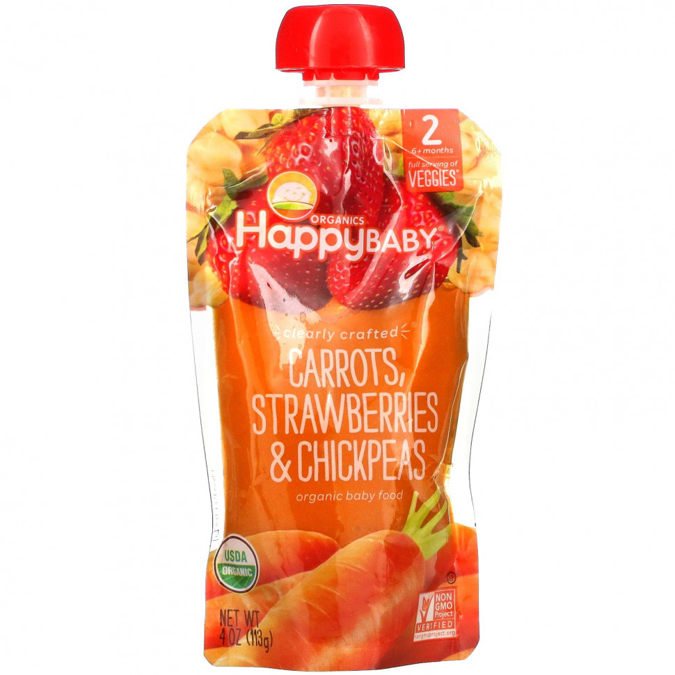 ���� ������ (Iherb) Happy Family Organics, Happy Baby, ������������ ������� �������, ���� 2, �������, �������� � ���, 4 ����� (113 �), ������ �� 560 ���