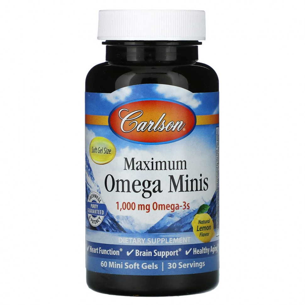 ���� ������ (Iherb) Carlson, Maximum Omega Minis, ����������� �����, 500 ��, 60 ������ ��������, ������ �� 4940 ���