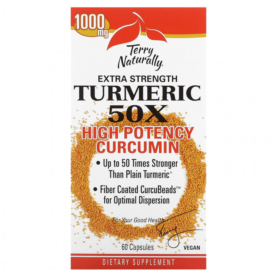 ���� ������ (Iherb) Terry Naturally, Extra Strength Turmeric 50X, ����������������� ��������, 1000 ��, 60 ������, ������ �� 4210 ���
