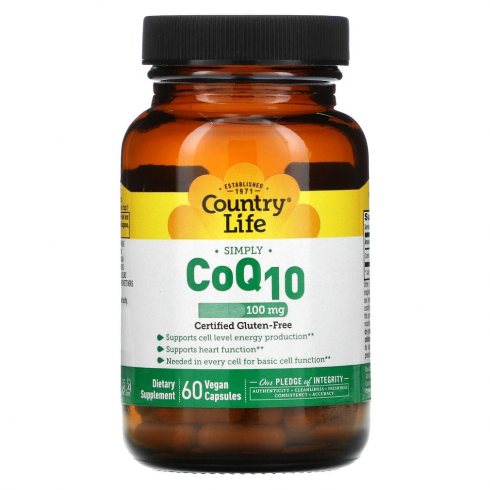 ���� ������ (Iherb) Country Life, CoQ10, ������� Q10, 100 ��, 60 ��������� ������, ������ �� 4740 ���