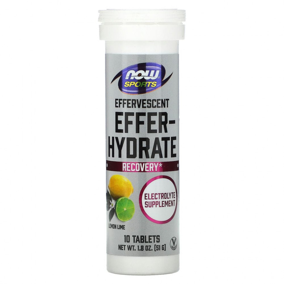���� ������ (Iherb) NOW Foods, Sports, Effer-Hydrate, ����� � ����, 10 ��������, 51 � (1,8 �����), ������ �� 860 ���