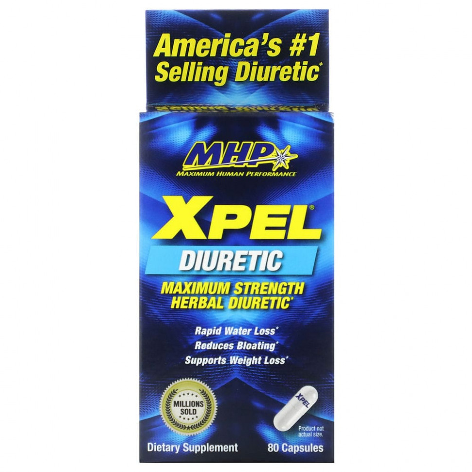 ���� ������ (Iherb) MHP, XPEL, Maximum Strength Herbal Diuretic, 80 Capsules, ������ �� 3280 ���