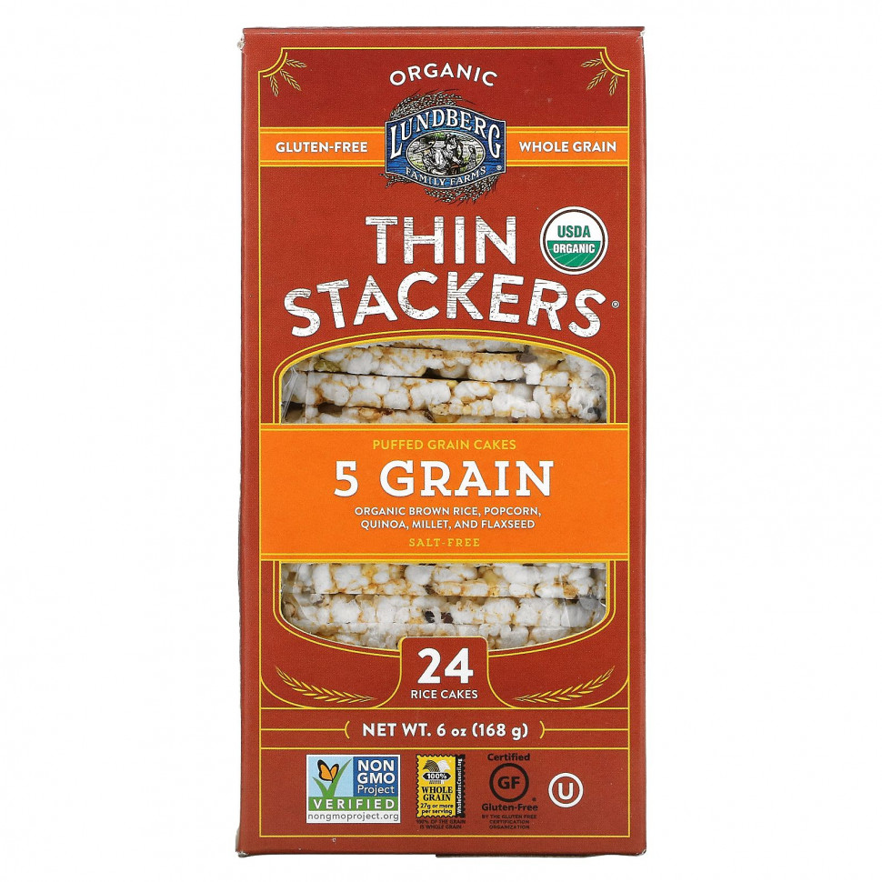   (Iherb) Lundberg, Organic Thin Stackers,  , 5 ,  , 24  , 168  (6 ),   1130 