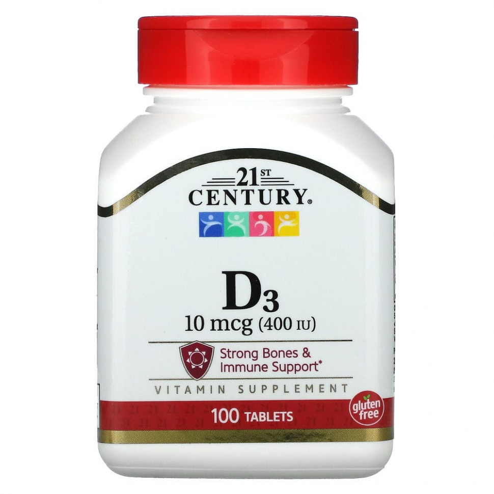 ���� ������ (Iherb) 21st Century, ������� D3, 10 ��� (400 ��), 100 ��������, ������ �� 630 ���