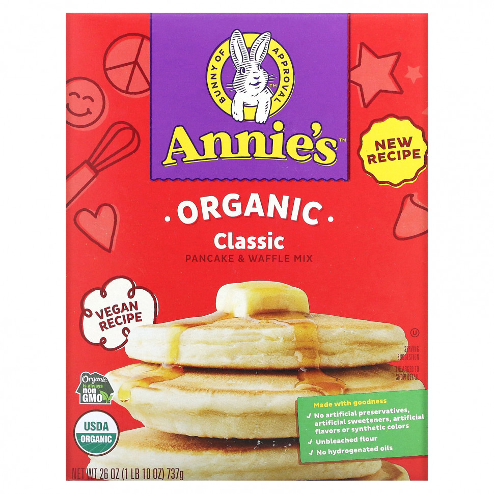   (Iherb) Annie's Homegrown, Organic Classic Pancake & Waffle Mix , 26 oz (737 g),   2360 
