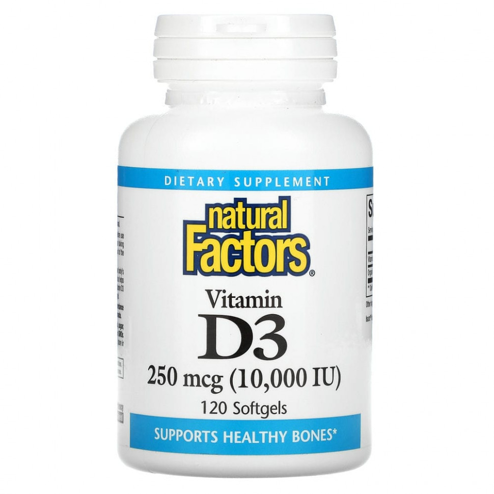 ���� ������ (Iherb) Natural Factors, ������� D3, 250 ��� (10 000 ��), 120 ������ ��������, ������ �� 2360 ���