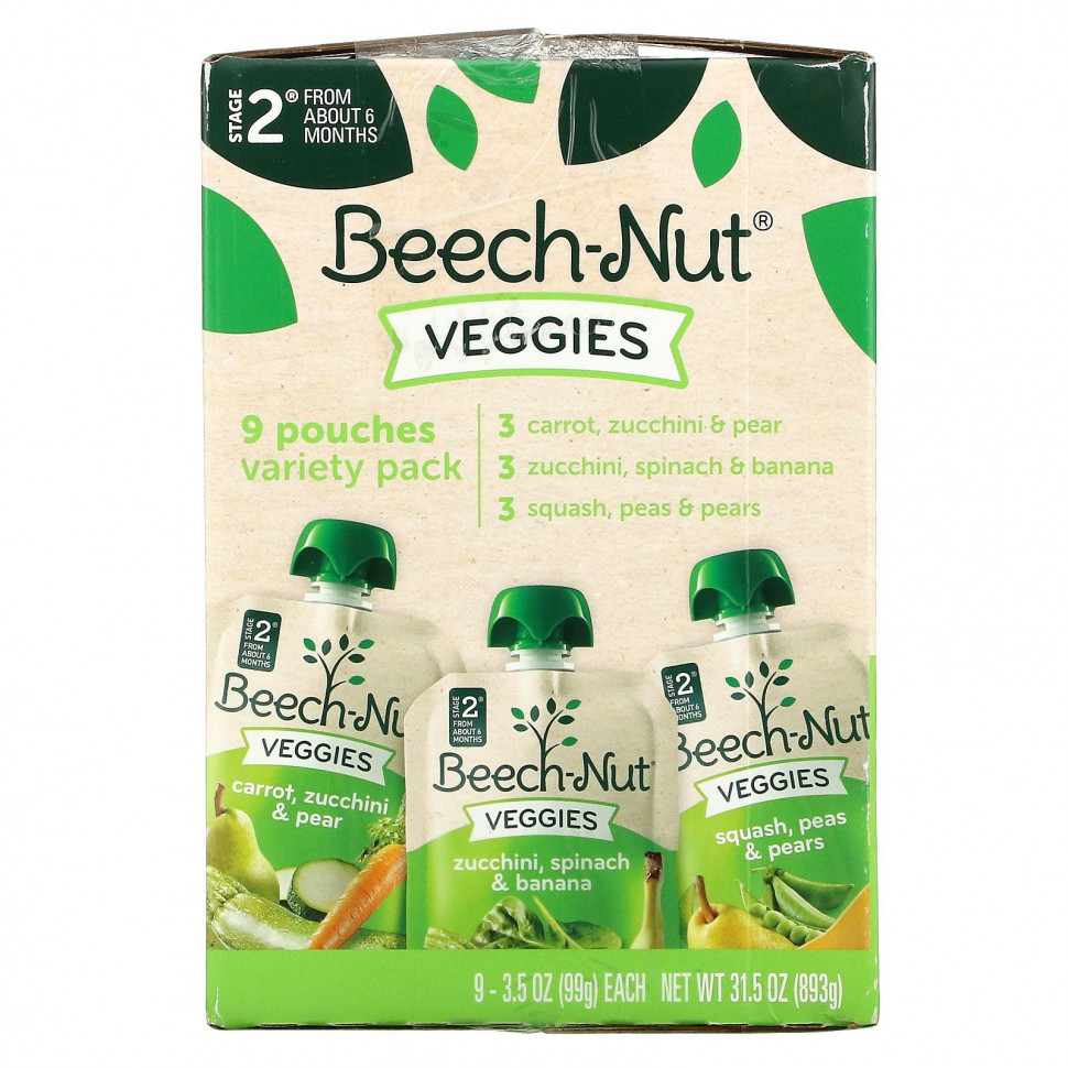 ���� ������ (Iherb) Beech-Nut, Veggies, Variety Pack, ���� 2, 9 ���������, 99 � (3,5 �����), ������ �� 4350 ���