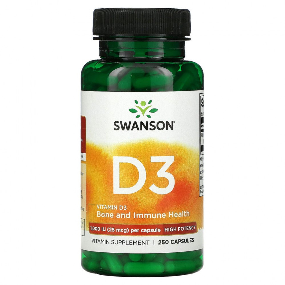 ���� ������ (Iherb) Swanson, ������� D3, 1000 �� (25 ���), 250 ������, ������ �� 1310 ���