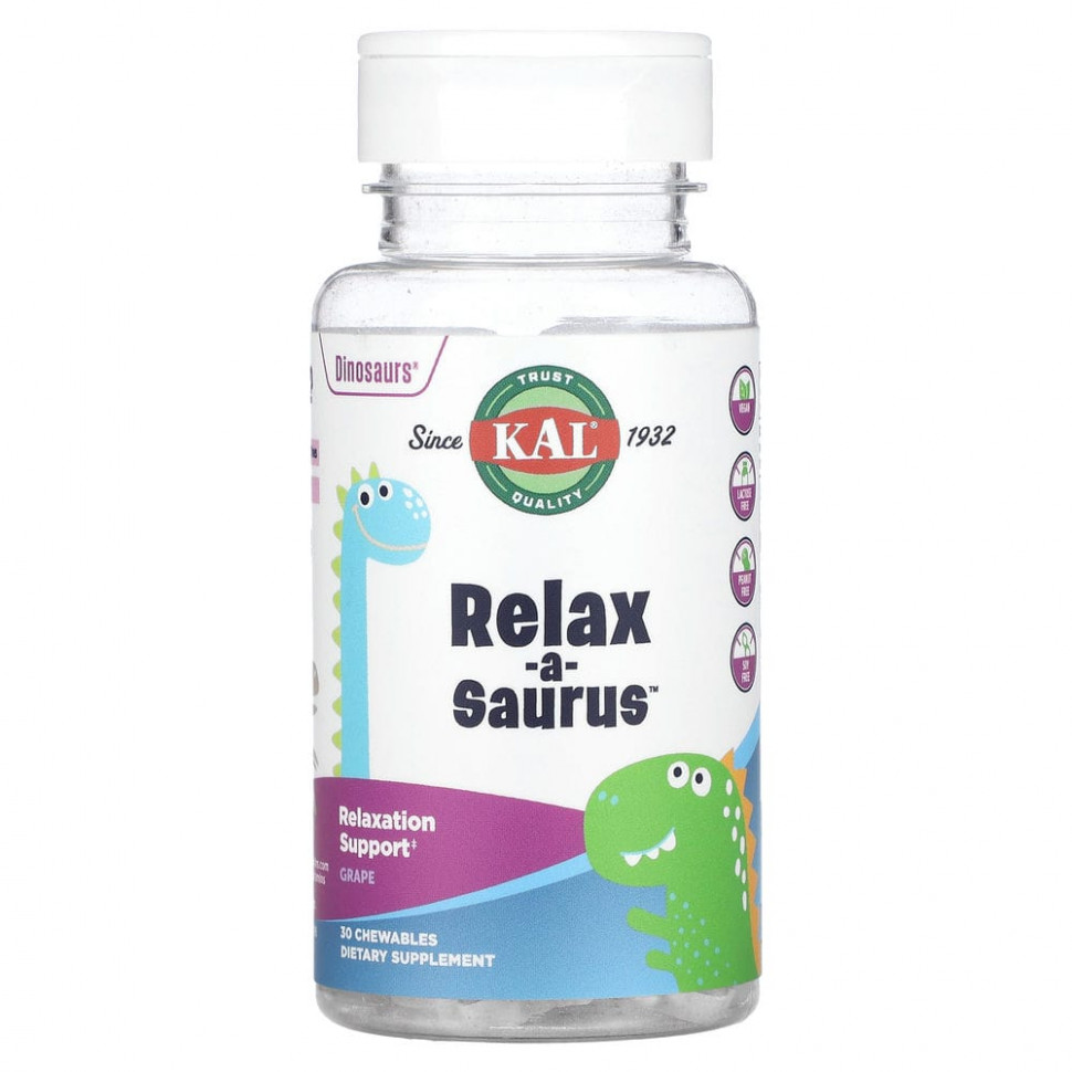 ���� ������ (Iherb) KAL, Dinosaurs, Relax-a-Saurus, ����� � L-��������, ����������� ����, 30 ����������� ��������, ������ �� 1480 ���