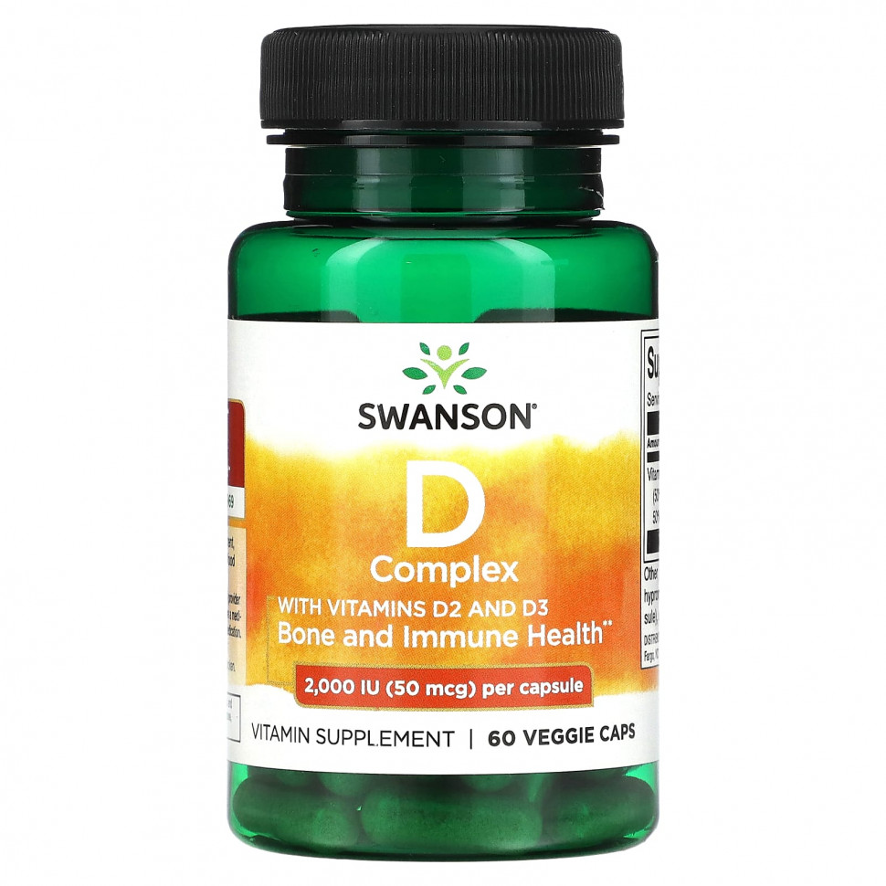 ���� ������ (Iherb) Swanson, D-�������� � ���������� D2 � D3, 2000 �� (50 ���), 60 ������������ ������, ������ �� 1110 ���