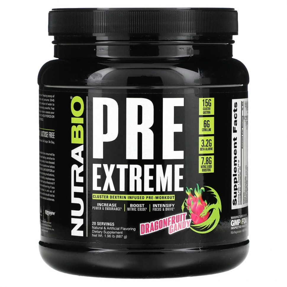 ���� ������ (Iherb) Nutrabio Labs, PRE Extreme, ������� �� ���������� ������, 887 � (1,96 �����), ������ �� 8270 ���