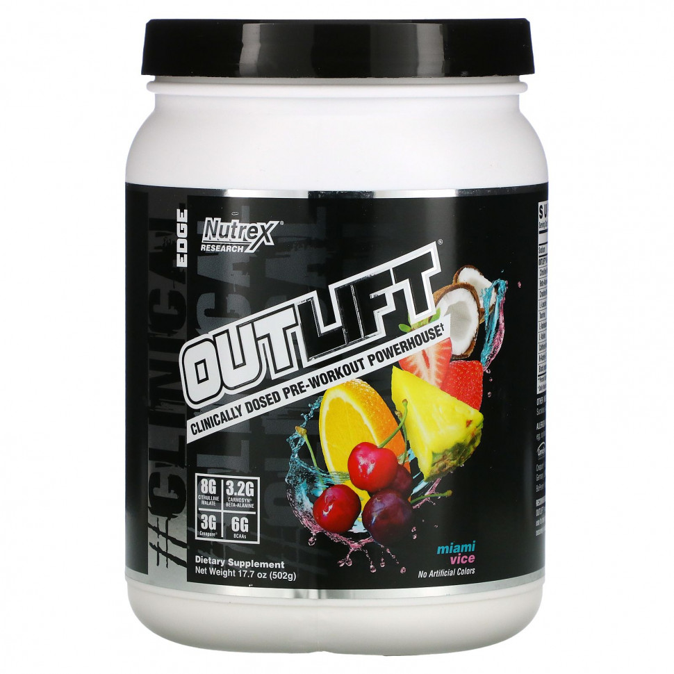 ���� ������ (Iherb) Nutrex Research, Outlift, �������� ��� ������ ����� ����������� � ����������� �����, Miami Vice, 502 � (17,7 �����), ������ �� 7870 ���