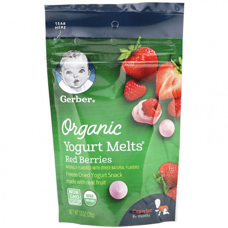 ���� ������ (Iherb) Gerber, Organic, Yogurt Melts, ��� ������� �� 8 �������, � �������� �������, 28 � (1,0 �����), ������ �� 1290 ���
