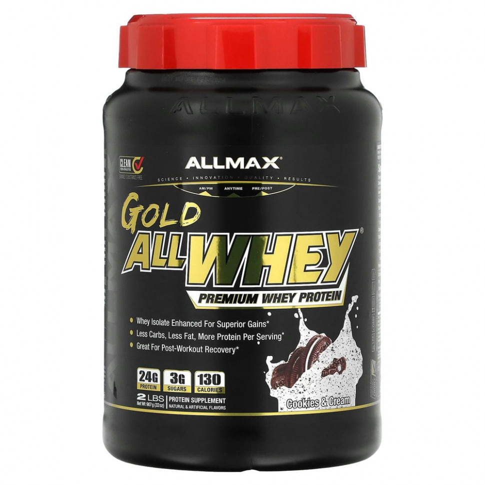 ���� ������ (Iherb) ALLMAX Nutrition, Gold AllWhey, 100% ������������ ������� ������������ ��������, ������� � ������, 907 � (32 �����), ������ �� 6540 ���