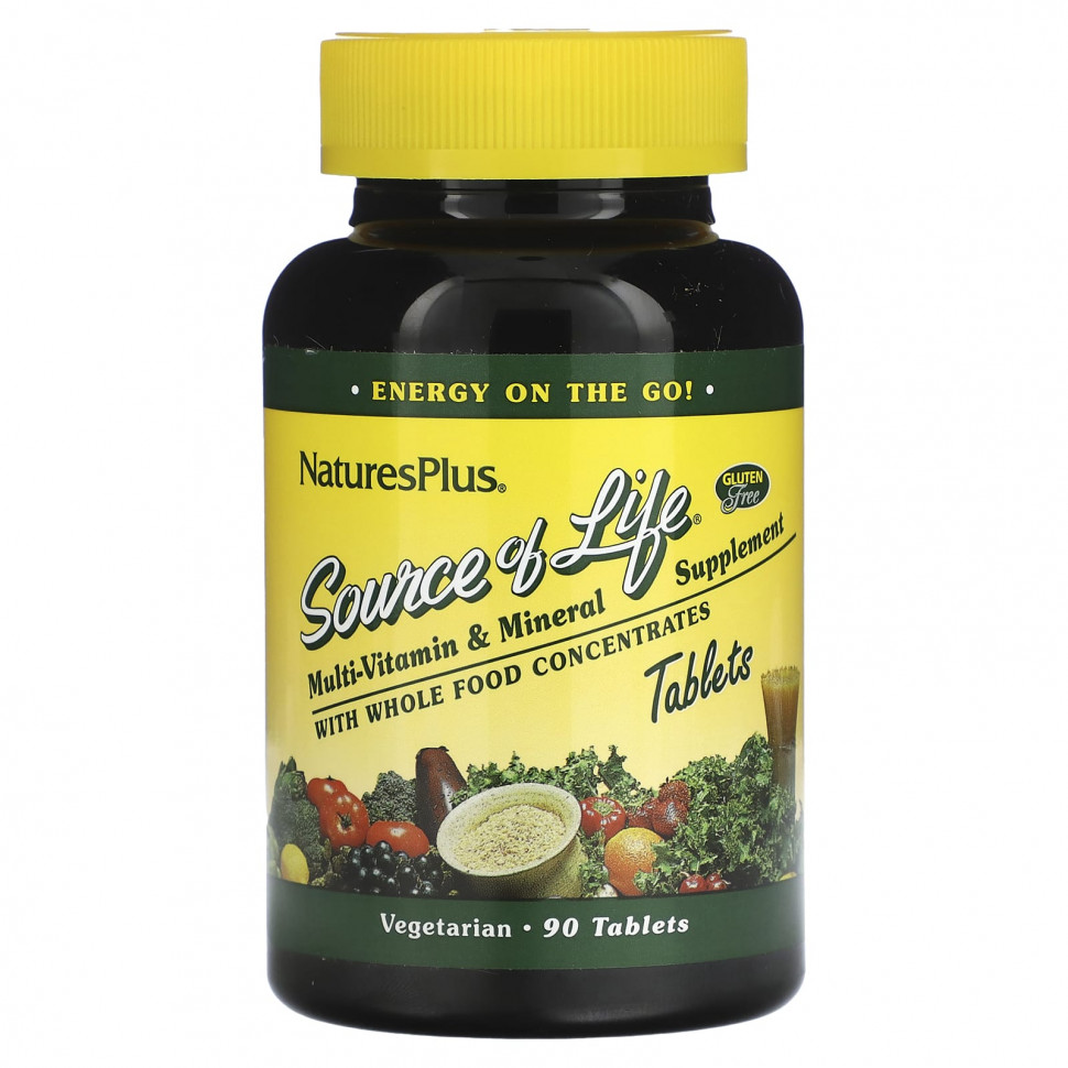 ���� ������ (Iherb) NaturesPlus, Source of Life, ���������������� � ����������� �������, 90 ��������, ������ �� 5800 ���