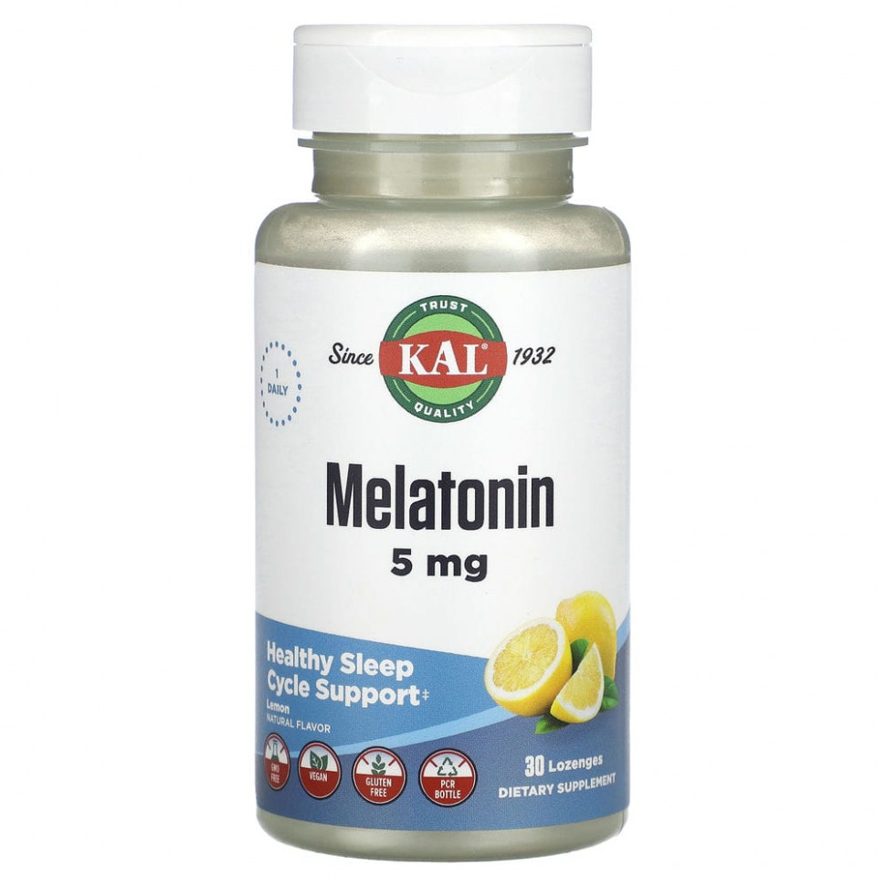 ���� ������ (Iherb) KAL, Melatonin, Lemon, 5 mg, 30 Lozenges, ������ �� 920 ���