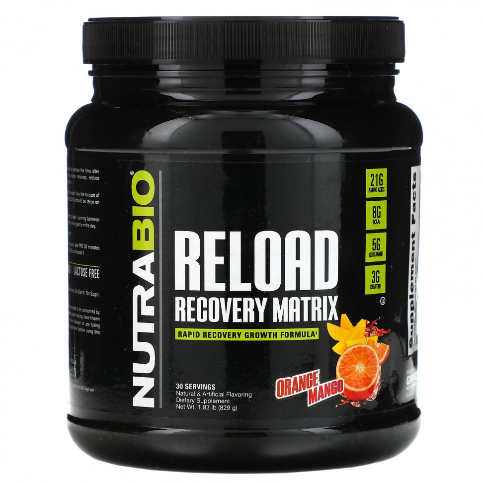 ���� ������ (Iherb) NutraBio Labs, Reload Recovery Matrix, Orange Mango, 1.84 lb (831 g), ������ �� 8460 ���