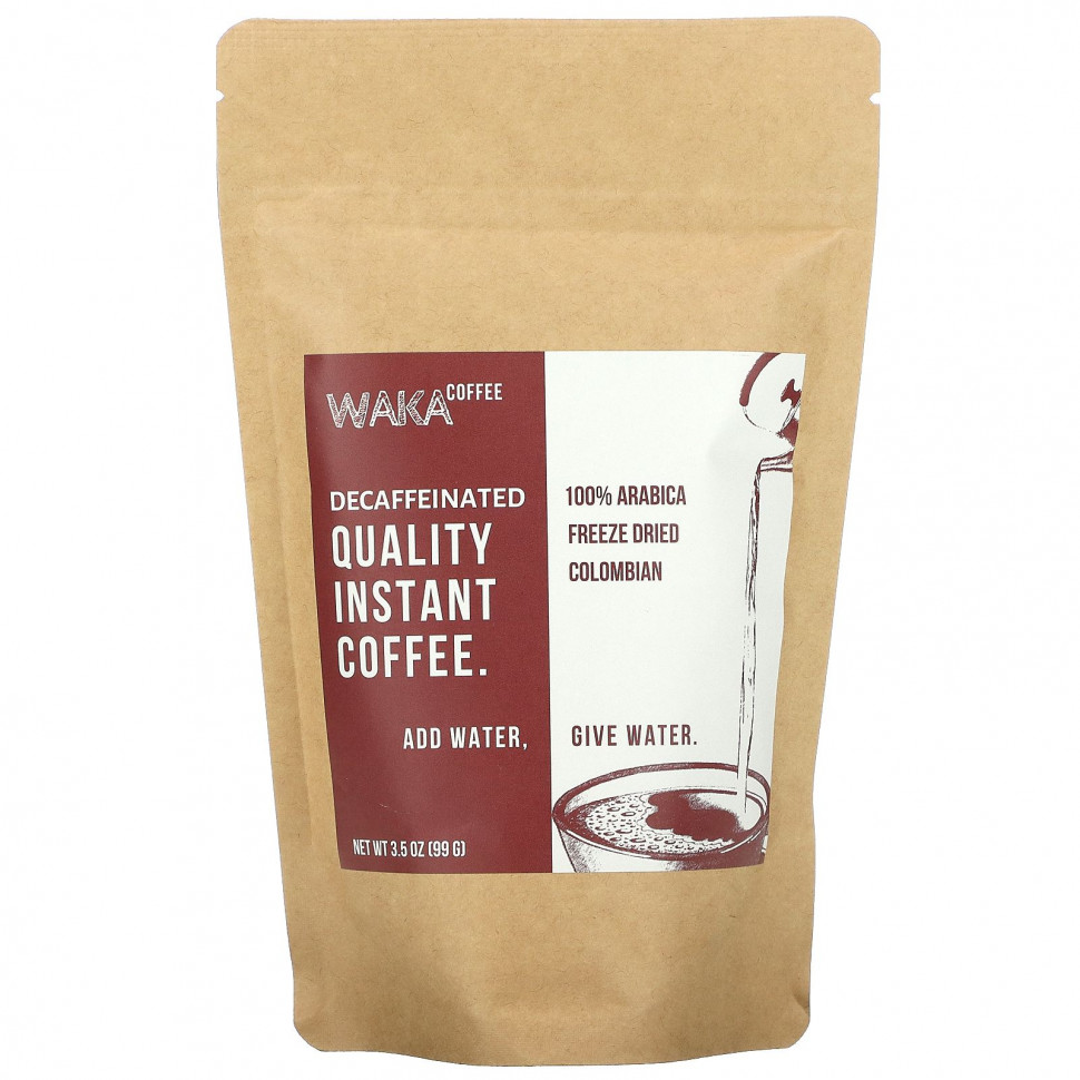 ���� ������ (Iherb) Waka Coffee, ����������� ���� �� 100% �������, ��������������� ������������, ������� �������, ��� �������, 99 � (3,5 �����), ������ �� 3200 ���