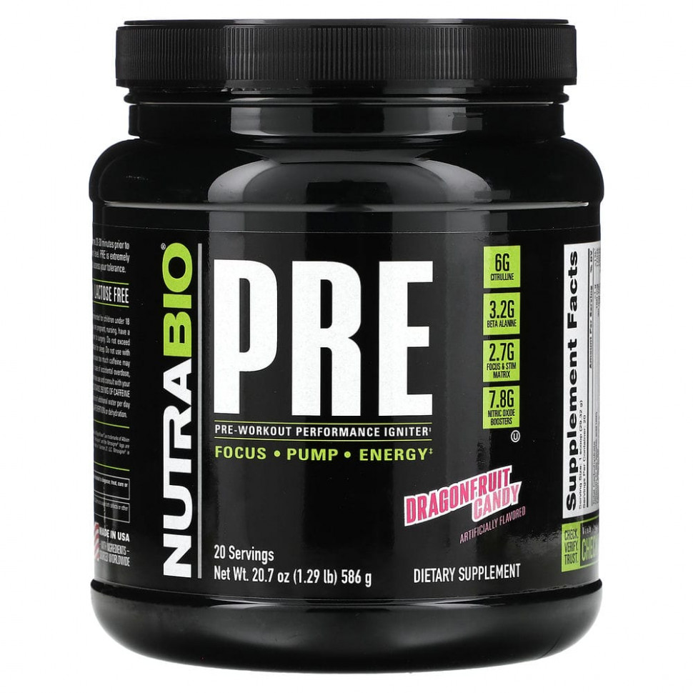 ���� ������ (Iherb) Nutrabio Labs, Pre-Workout Performance Igniter, ������� �� ���������� ������, 586 � (1,29 �����), ������ �� 7410 ���