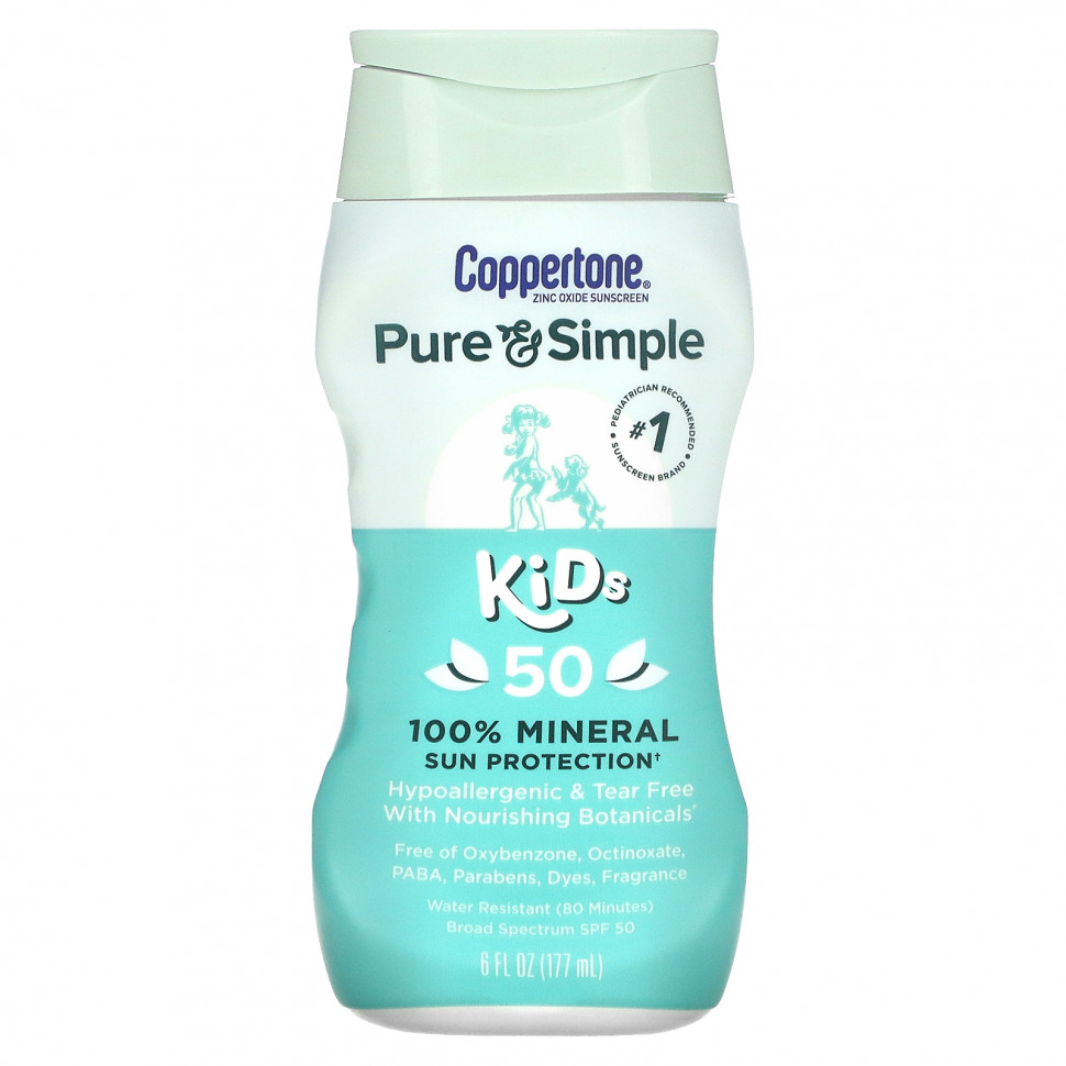   (Iherb) Coppertone, Pure & Simple,  , 100%    , SPF 50, 177  (6 . ),   2790 